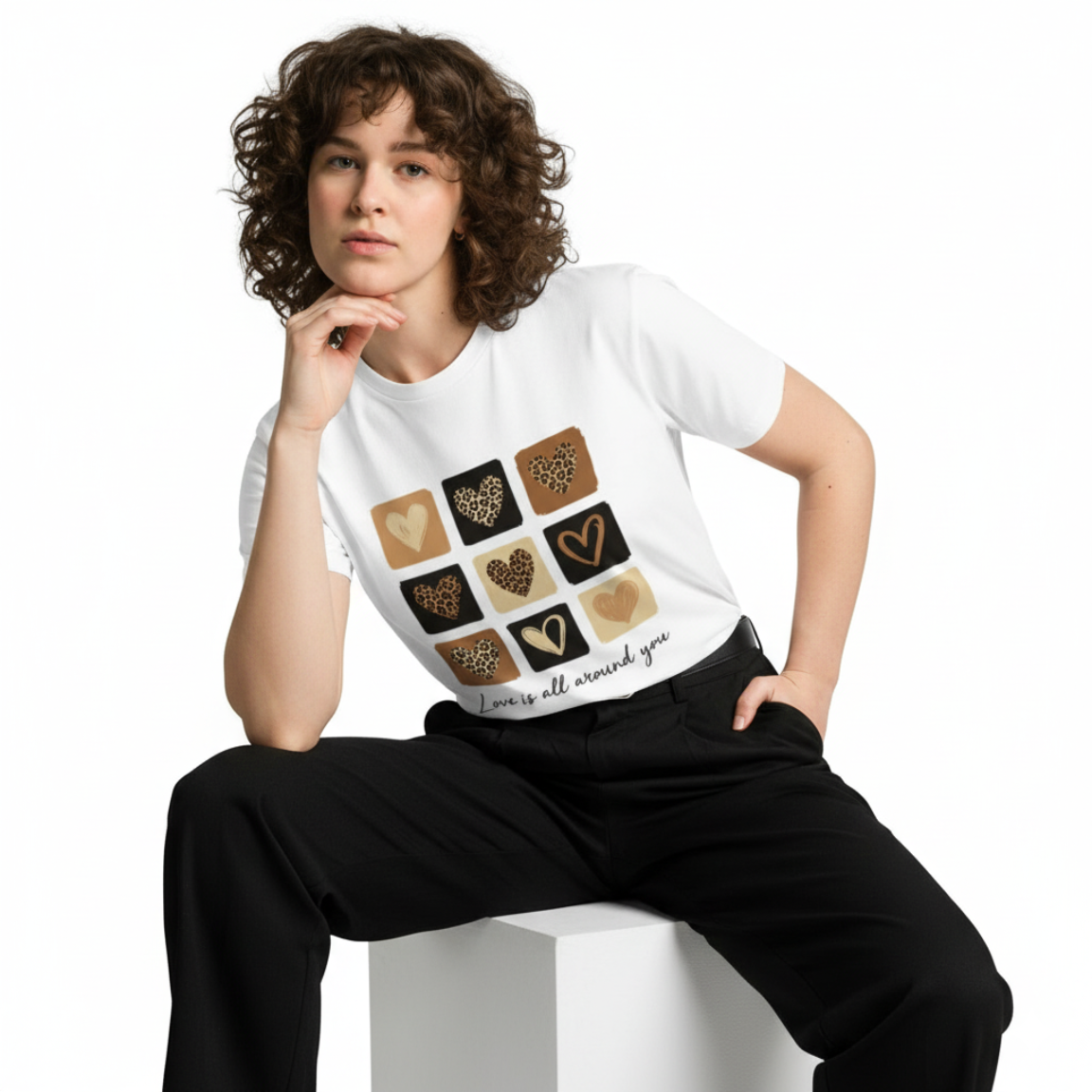 Women's Heart Grid Unisex premium t-shirt