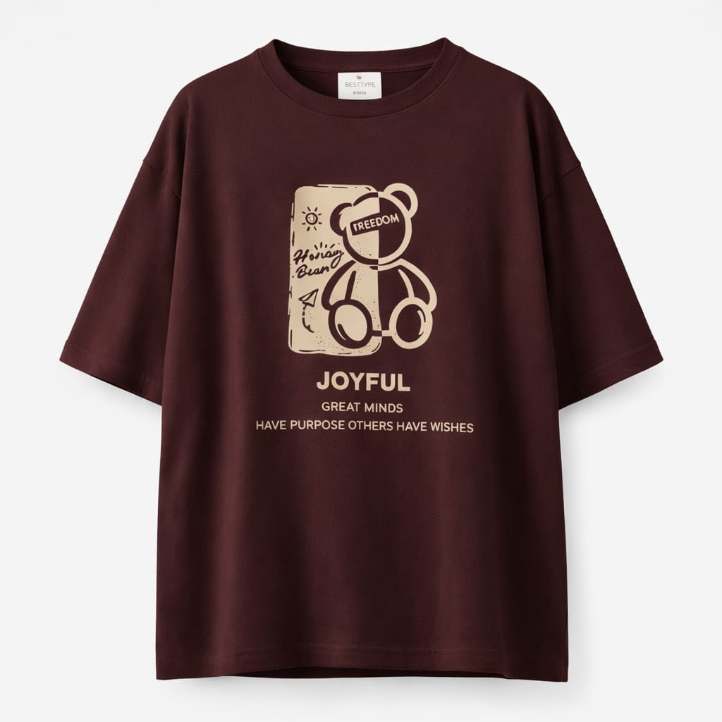 Freedom Bear Women's Oversized Graphic T-Shirt