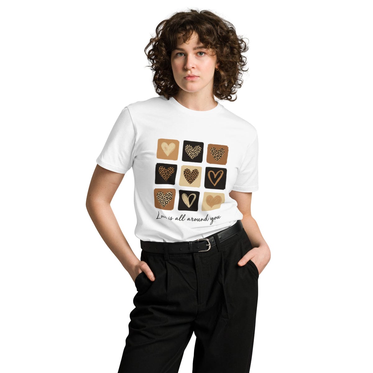 Women's Heart Grid Premium T-Shirt | Cotton
