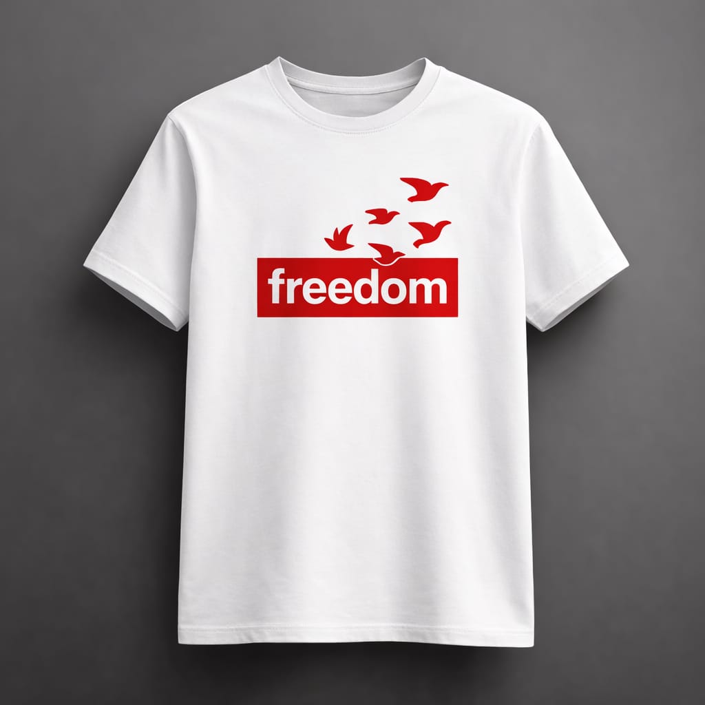 White Freedom Birds Graphic T-Shirt | Cotton