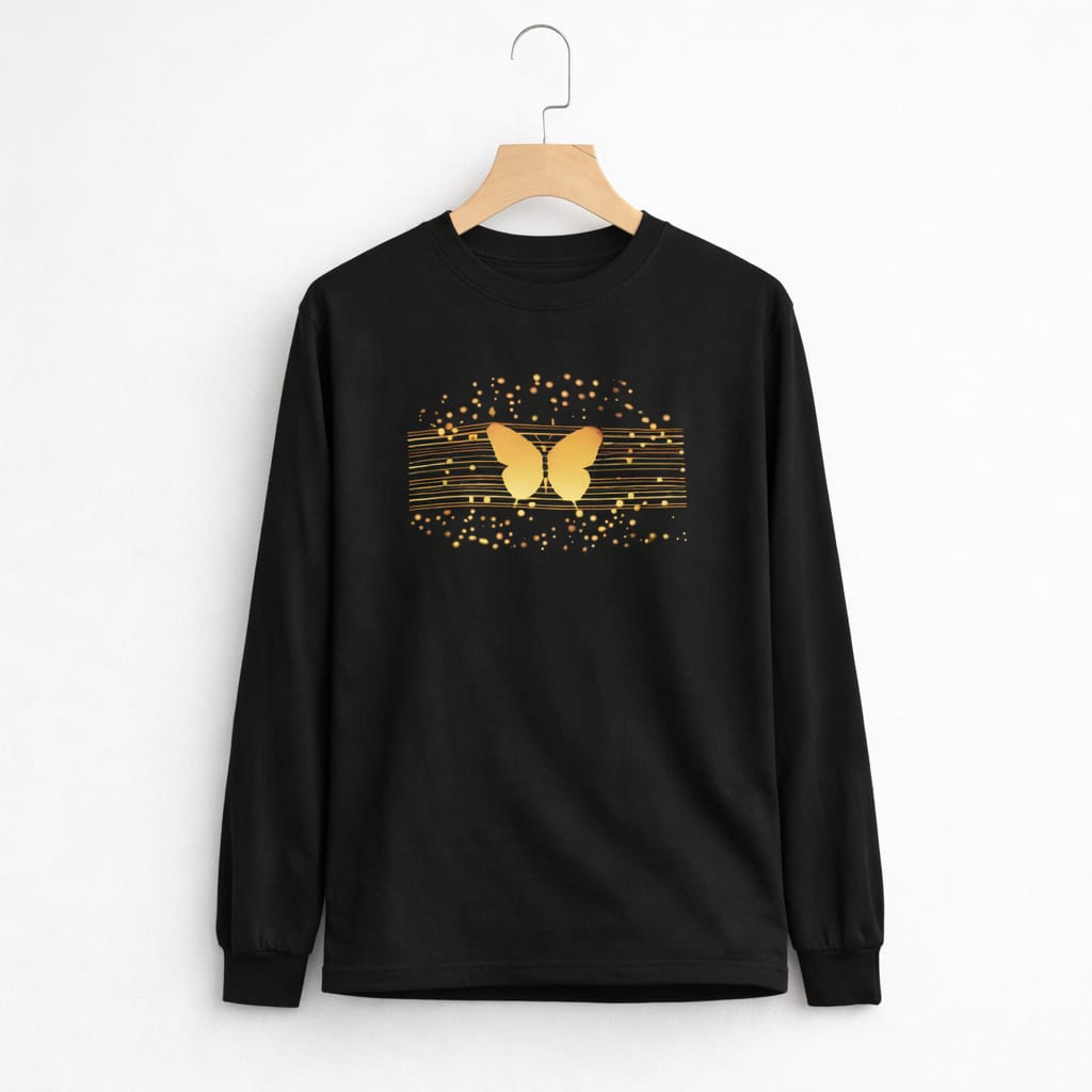 Women's Golden Butterfly Long Sleeve T-Shirt
