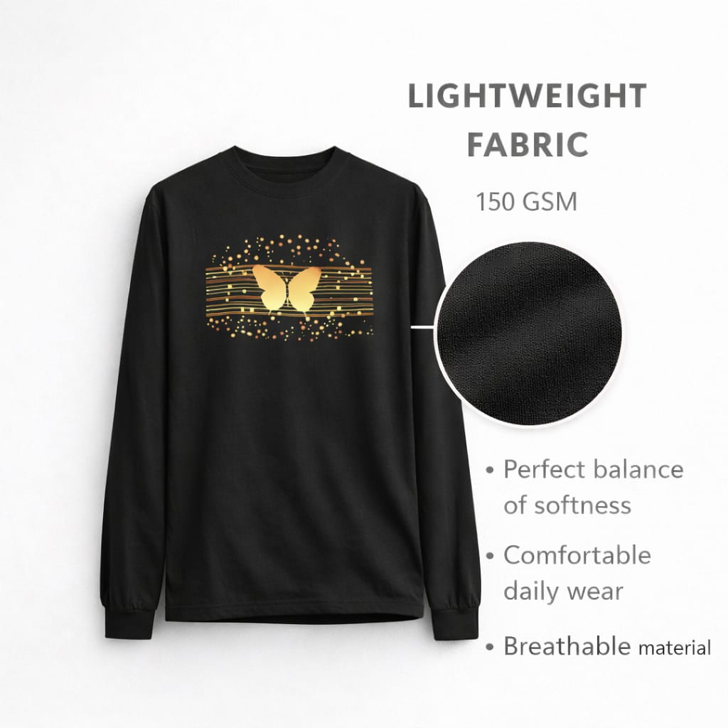 Women's Golden Butterfly Long Sleeve T-Shirt