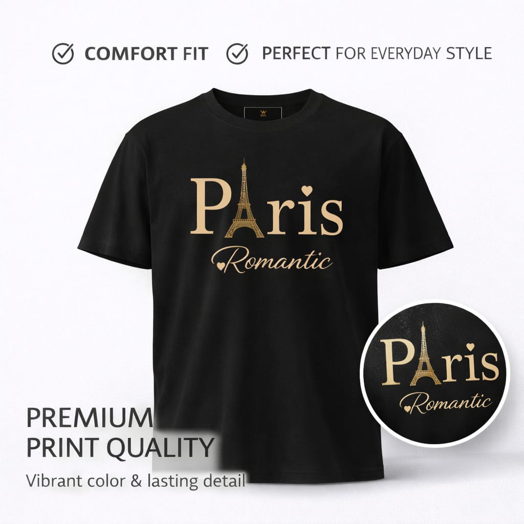 Paris Romantic Women's Graphic T-Shirt | Cotton