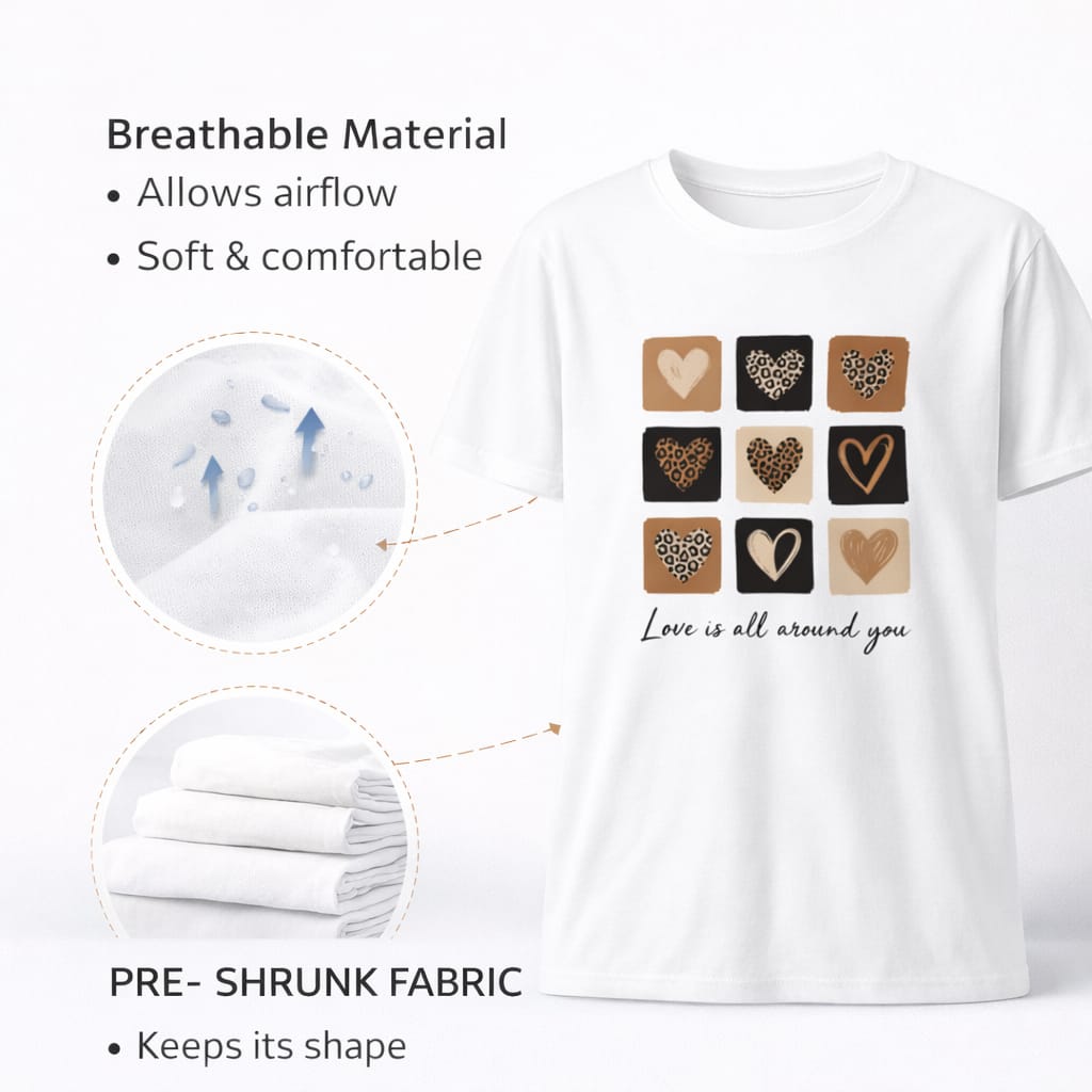 Women's Heart Grid Premium T-Shirt | Cotton