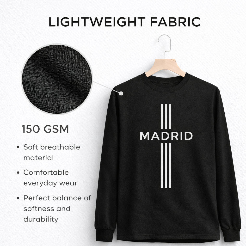 Madrid Minimal Lines Men’s Long Sleeve T-Shirt